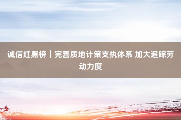 诚信红黑榜｜完善质地计策支执体系 加大追踪劳动力度